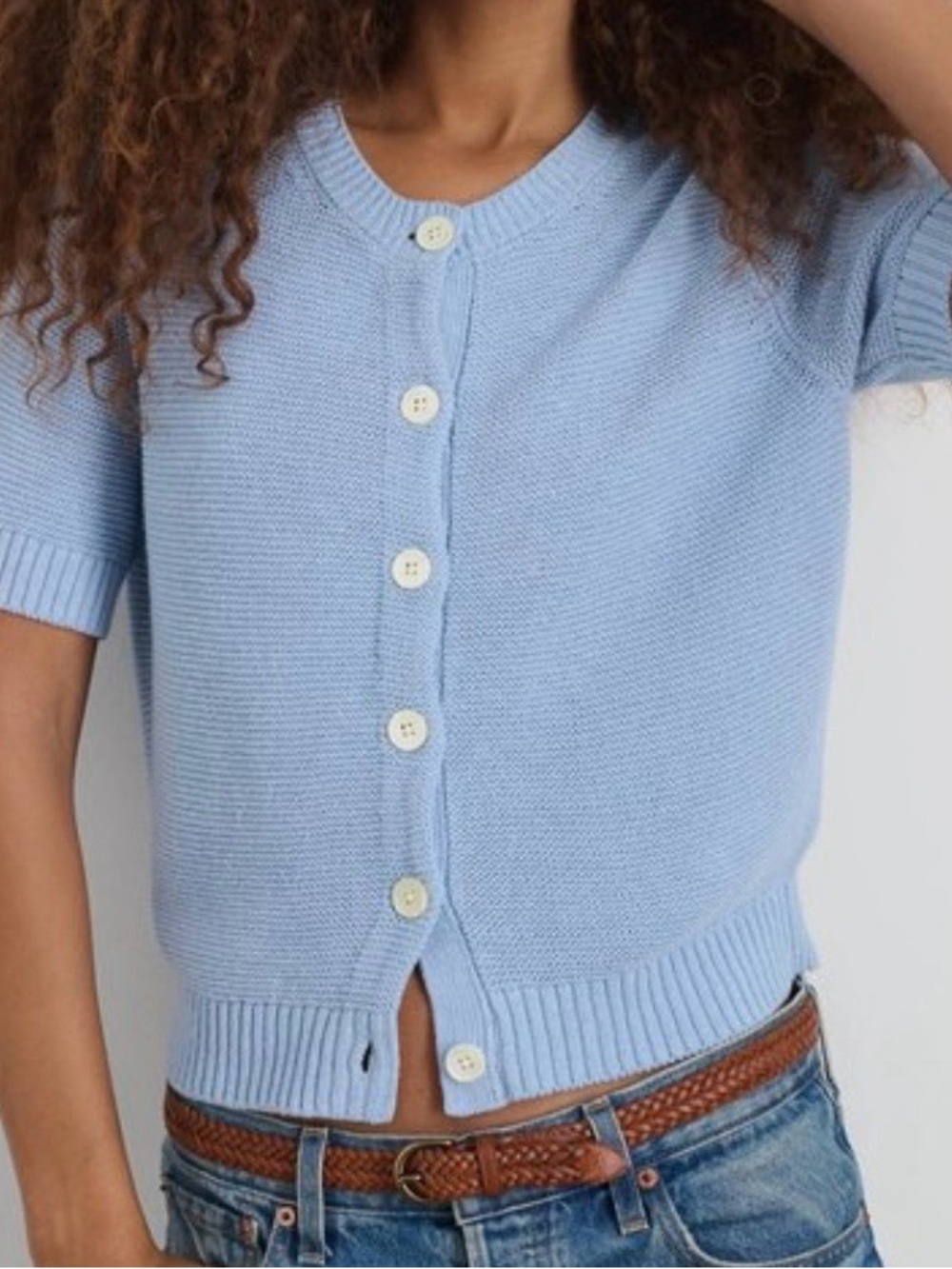 ALEX MILL ELLE Cardigan SWEATER - HYDRANGEA Blue Small Linen Cotton